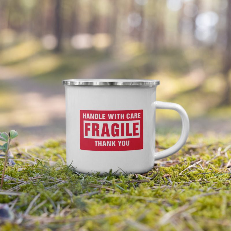 Handle With Care – FRAGILE Enamel Mug
