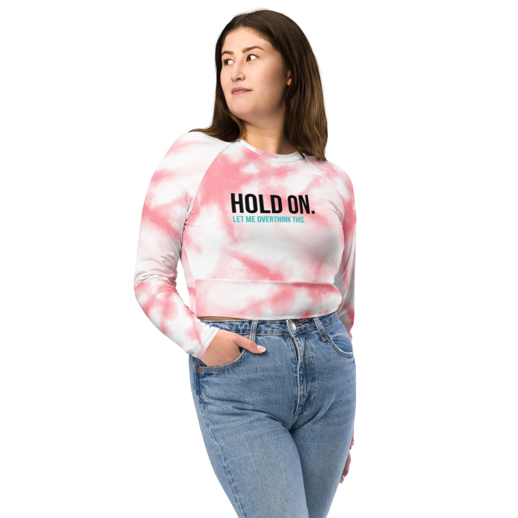 Hold On Let Me Overthink This Tie-Dye Recycled Long-sleeve Crop Top