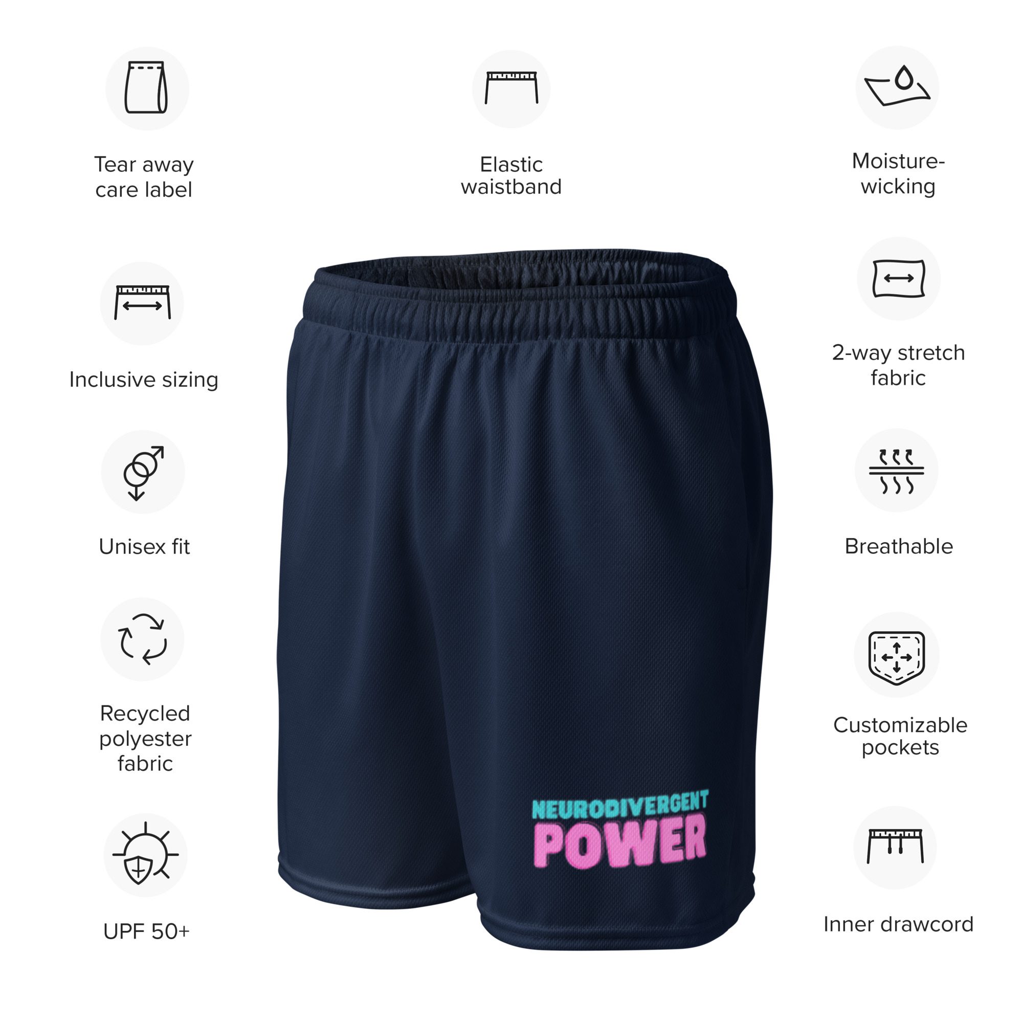 Neurodivergent Power Unisex Mesh Shorts