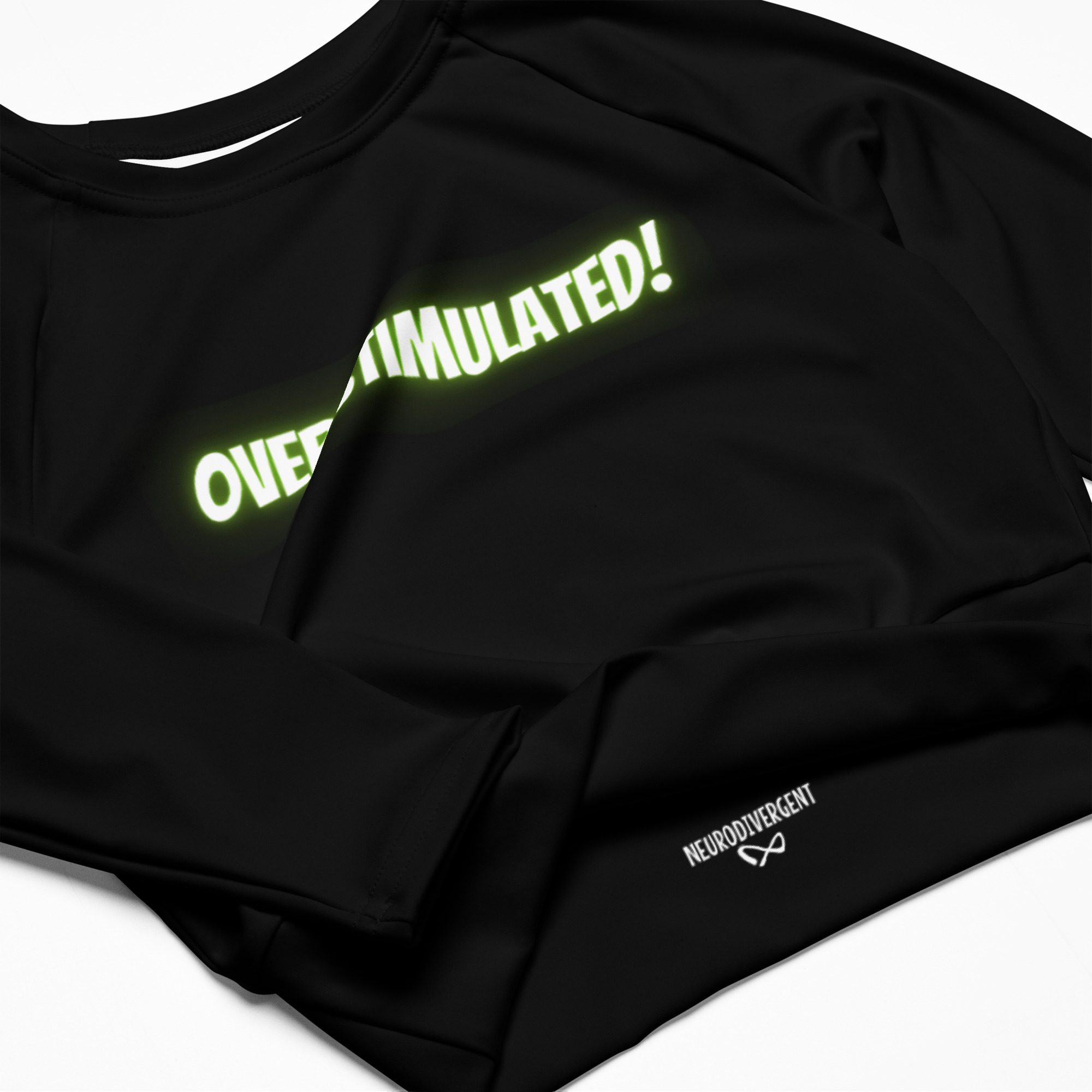 OVERSTIMULATED! Recycled Long-sleeve Crop Top