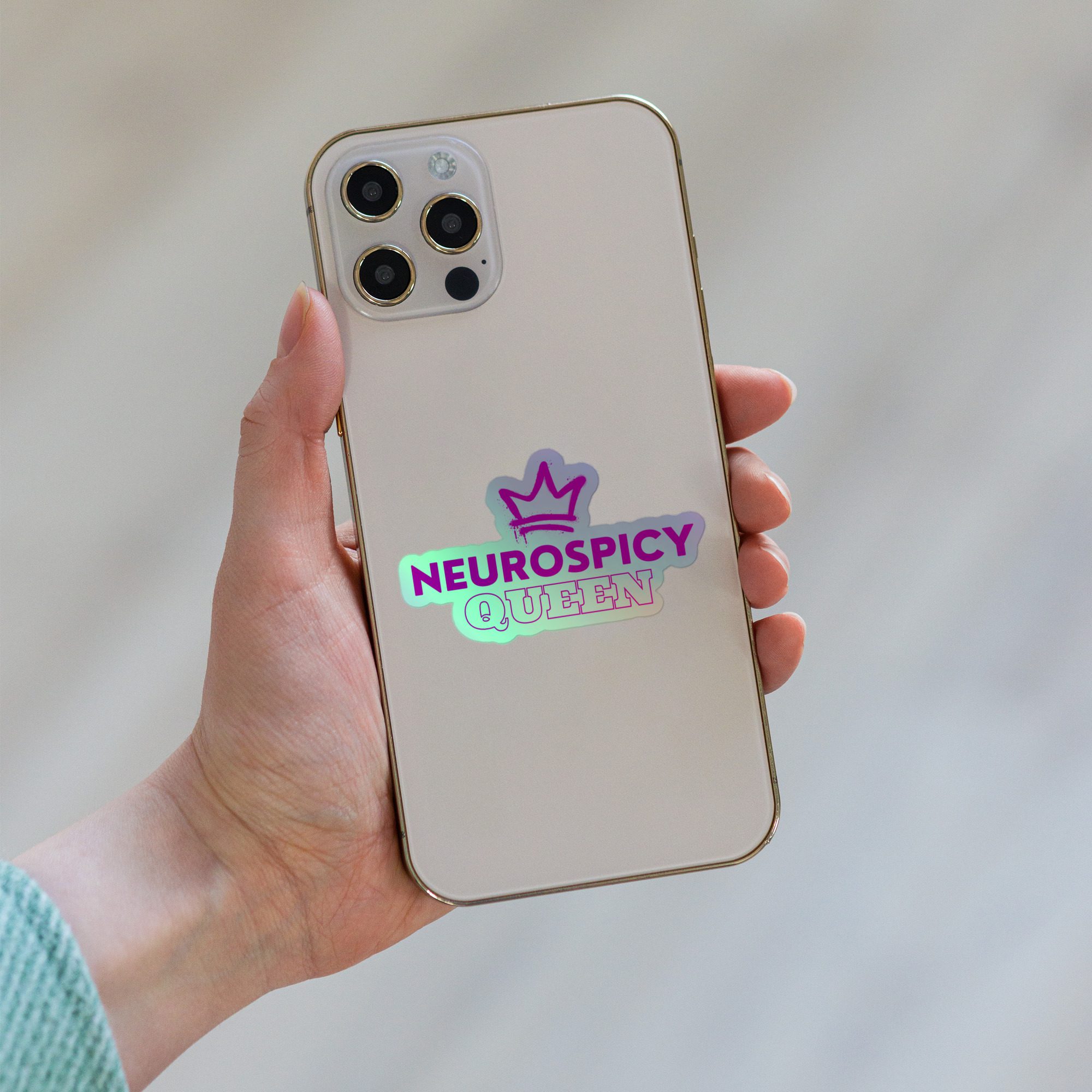 Neurospicy Queen Holographic Stickers