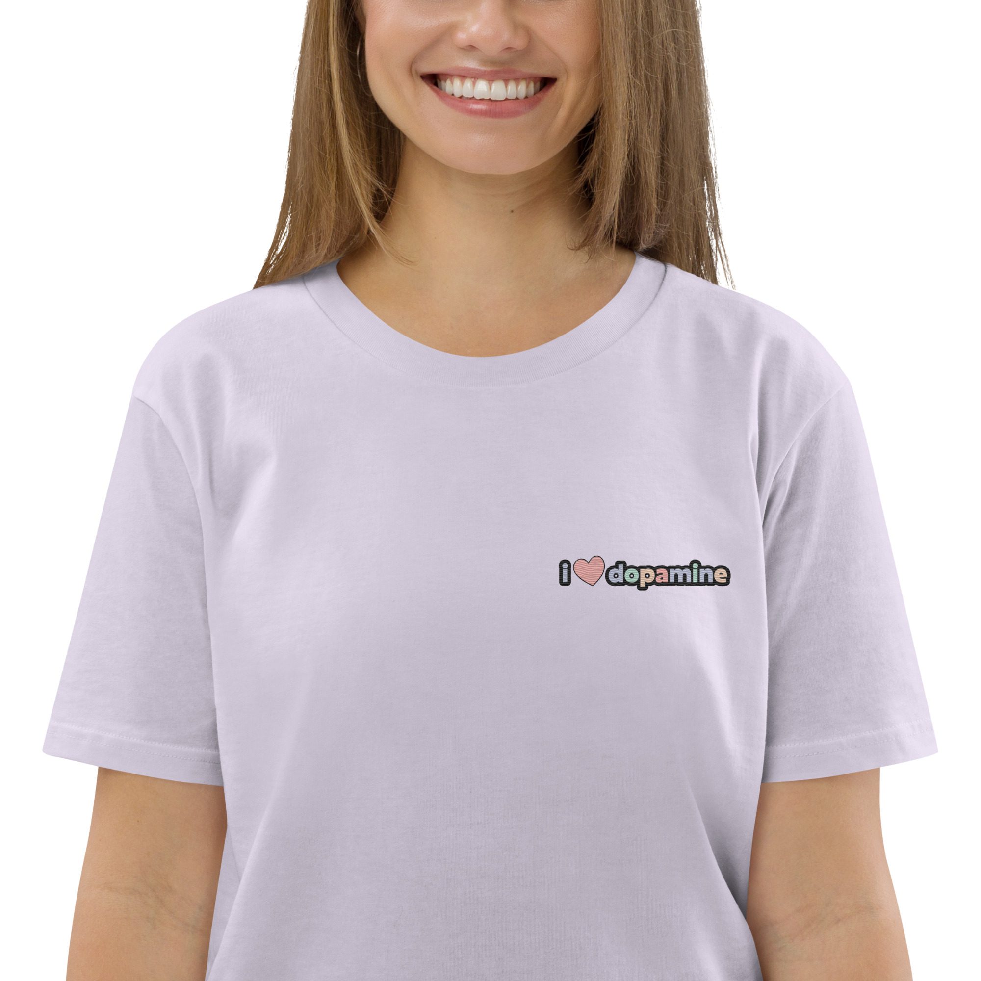 I Love Dopamine Embroidery Unisex Organic Cotton T-shirt