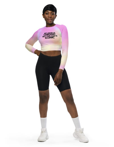 My ADHD Is Chronic But This Ass Is Iconic Recycled Long-sleeve Crop Top